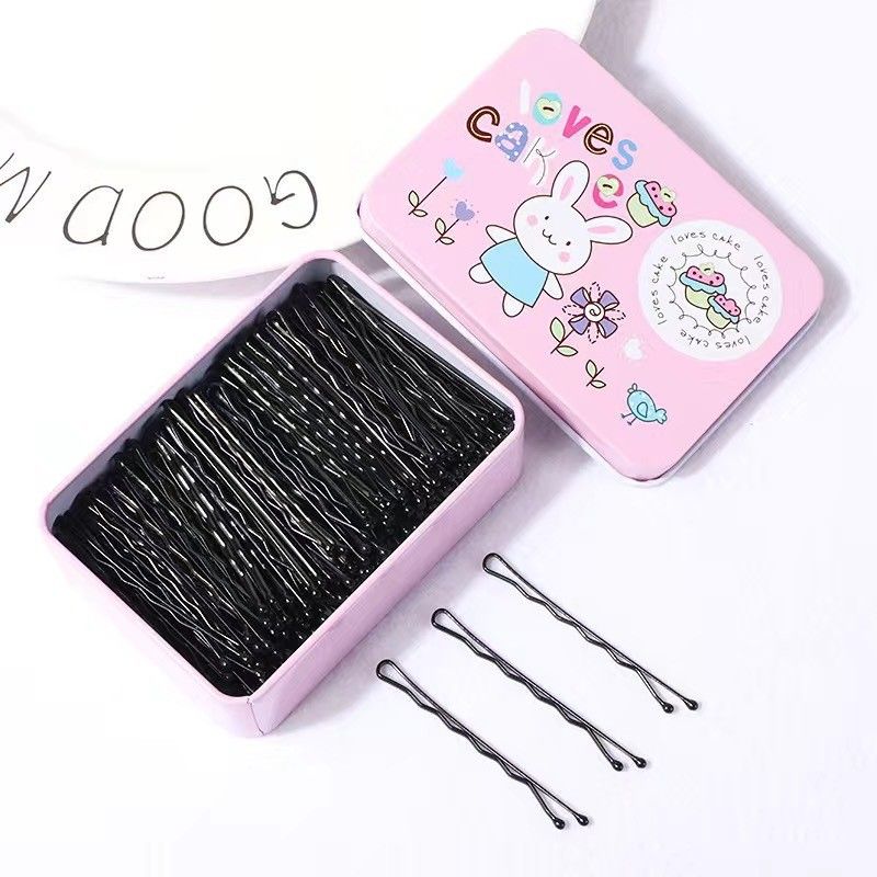 Black Alloy Side Hairpin Wave Style Women Pink Rabbit-100 waves