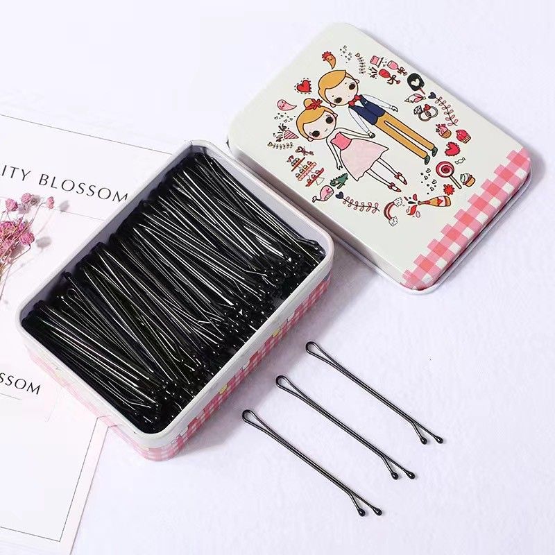 Black Alloy Side Hairpin Wave Style Women Little Couple-100 straight plates