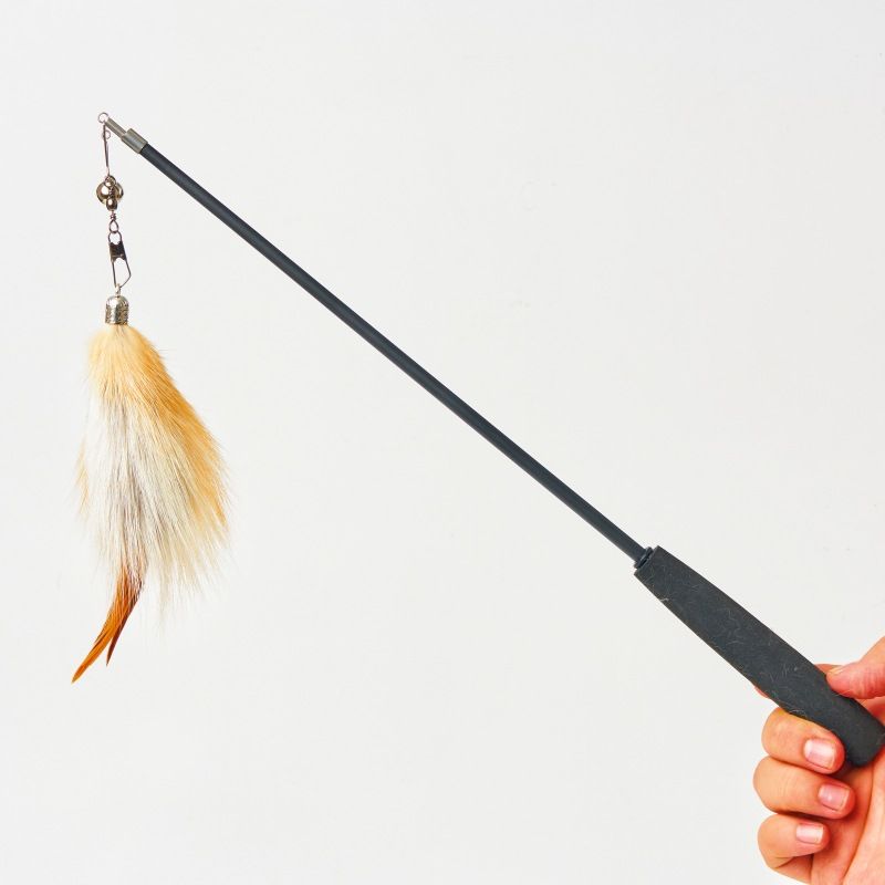 Fox Fur Cat Teasing Stick Aishangle Three Section This yellow Fox + three-section rod