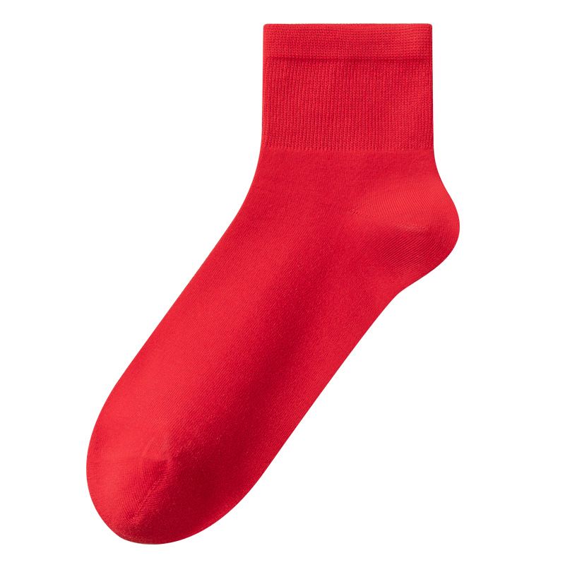 Yadillon Men Cotton Socks Antibacterial Anti Odor red All yards