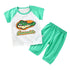 Qiaoxindou Cotton 2 Piece Kids Summer Set 5 pants suit -- green crocodile 80cm