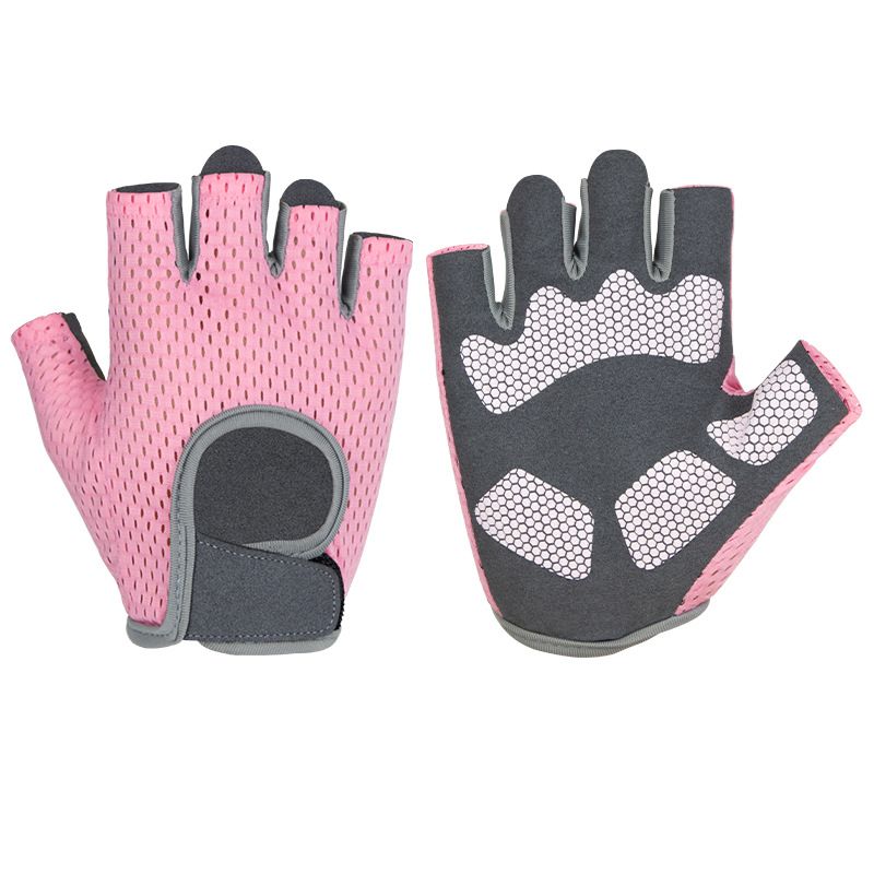 MKAS Men Women Half Finger Cycling Gloves Polyester Pink ordinary 1-2041