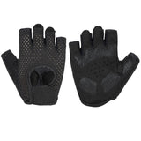 MKAS Men Women Half Finger Cycling Gloves Polyester Black Reinforcing Section 1-2042 L
