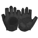 MKAS Men Women Half Finger Cycling Gloves Polyester Black ordinary 1-2041 L