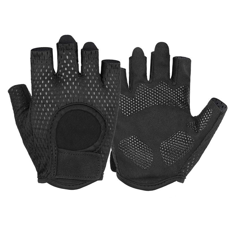 MKAS Men Women Half Finger Cycling Gloves Polyester Black ordinary 1-2041 XL