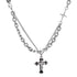 Alloy Cross Necklace O Chain 41-50cm Unisex High street three-layer cross necklace