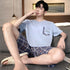 Shelofei Men Summer Cotton Pajama Set Short Sleeve DF93024 XXXXL