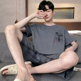 Shelofei Men Summer Cotton Pajama Set Short Sleeve DF93029 XXL