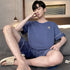 Shelofei Men Summer Cotton Pajama Set Short Sleeve DF93030 XXL