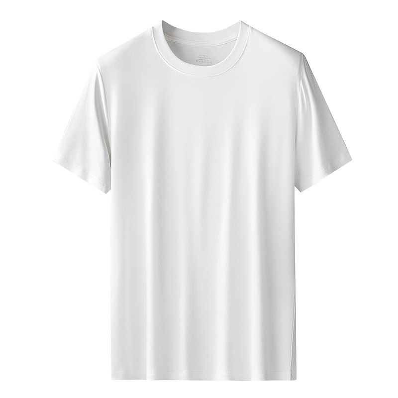 Kang Gongfang Men Modal T-Shirt Crewneck Short Sleeve Round neck-warm White 4XL (90.50kg