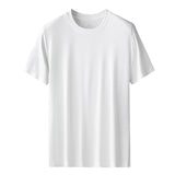 Kang Gongfang Men Modal T-Shirt Crewneck Short Sleeve Round neck-warm White 5XL (103.00kg