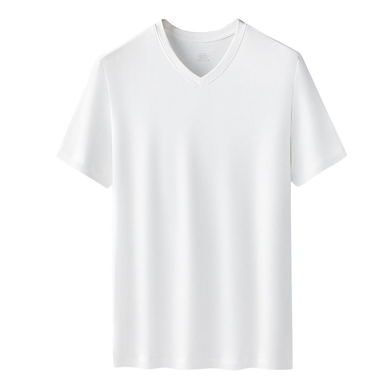 Kang Gongfang Men Modal T-Shirt Crewneck Short Sleeve V-neck-warm White L (90kg ~ 120kg)
