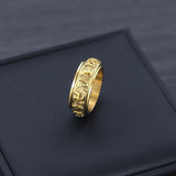 shengshu Six Syllable Mantra Rotating Ti Steel Men Ring Between gold US No. 8