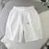 Men Summer Casual Straight Solid Polyester Elastic... White XL