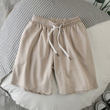 Men Summer Casual Straight Solid Polyester Elastic... Apricot 3XL