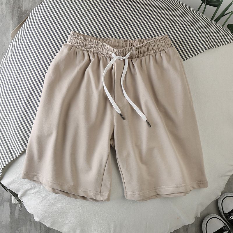 Men Summer Casual Straight Solid Polyester Elastic... Apricot 4XL