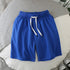 Men Summer Casual Straight Solid Polyester Elastic... Blue 2XL