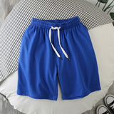 Men Summer Casual Straight Solid Polyester Elastic... Blue 5XL