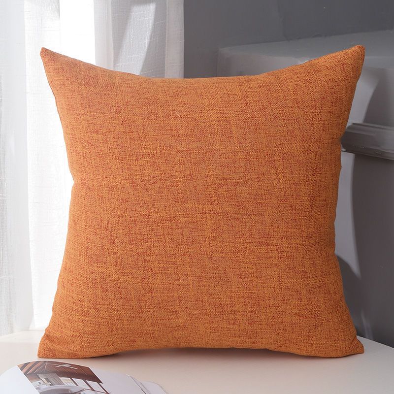 Le Su Cotton Linen Cushion Solid Color with Core 13# Orange 60X70-Single pillowcase
