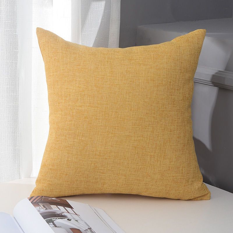 Le Su Cotton Linen Cushion Solid Color with Core 14# bright yellow 50*50-single pillowcase