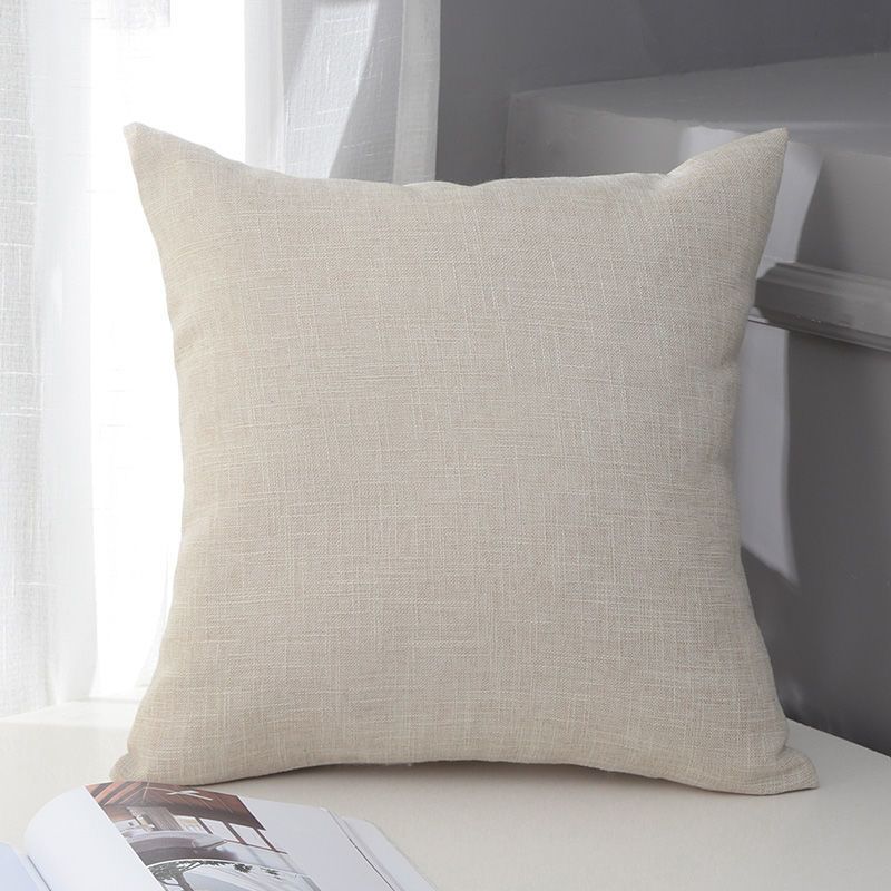 Le Su Cotton Linen Cushion Solid Color with Core 3# creamy-white 60X70-Single pillowcase