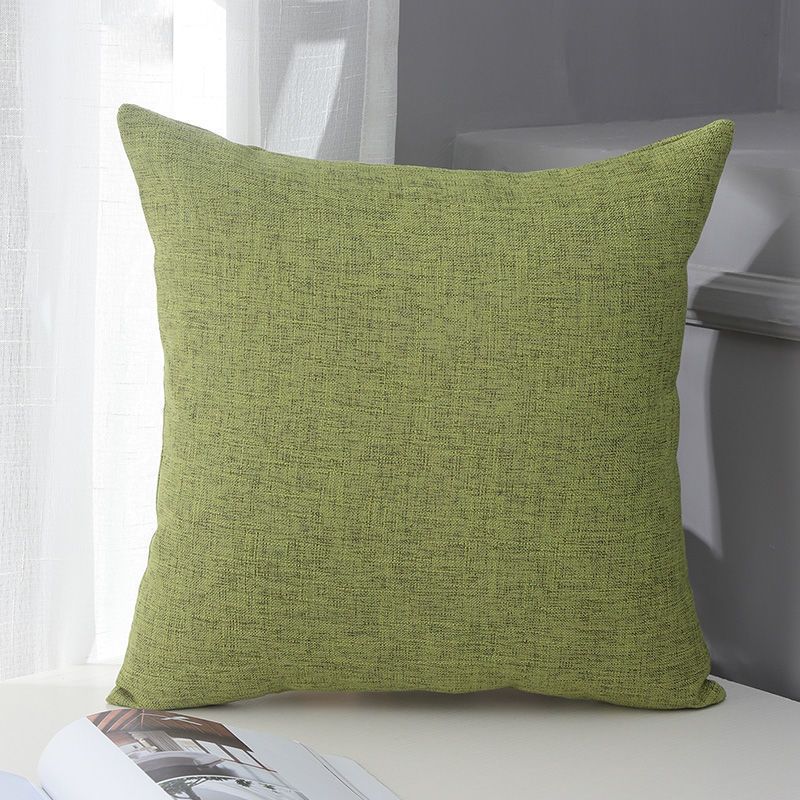 Le Su Cotton Linen Cushion Solid Color with Core 16# grass green 30*50-single pillowcase