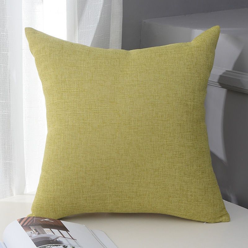 Le Su Cotton Linen Cushion Solid Color with Core 15# yellow green 45*45-single pillowcase