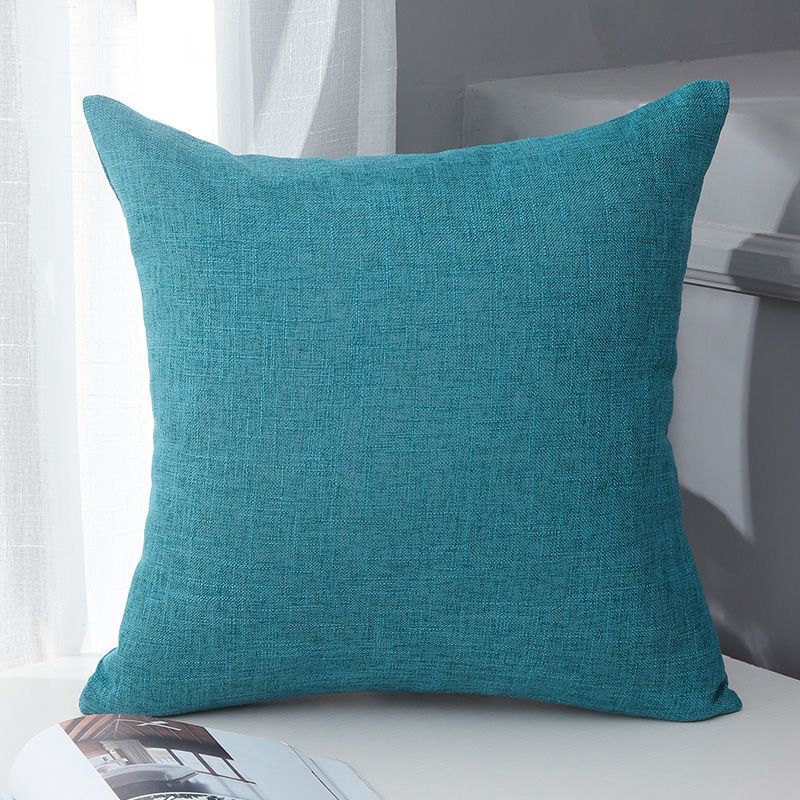 Le Su Cotton Linen Cushion Solid Color with Core 33# Blue 60*60-pillowcase 1000g thick pillow core