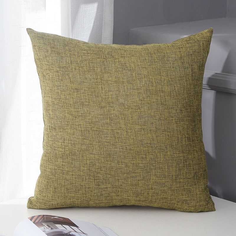 Le Su Cotton Linen Cushion Solid Color with Core 66# Olive Green 40*40-single pillowcase