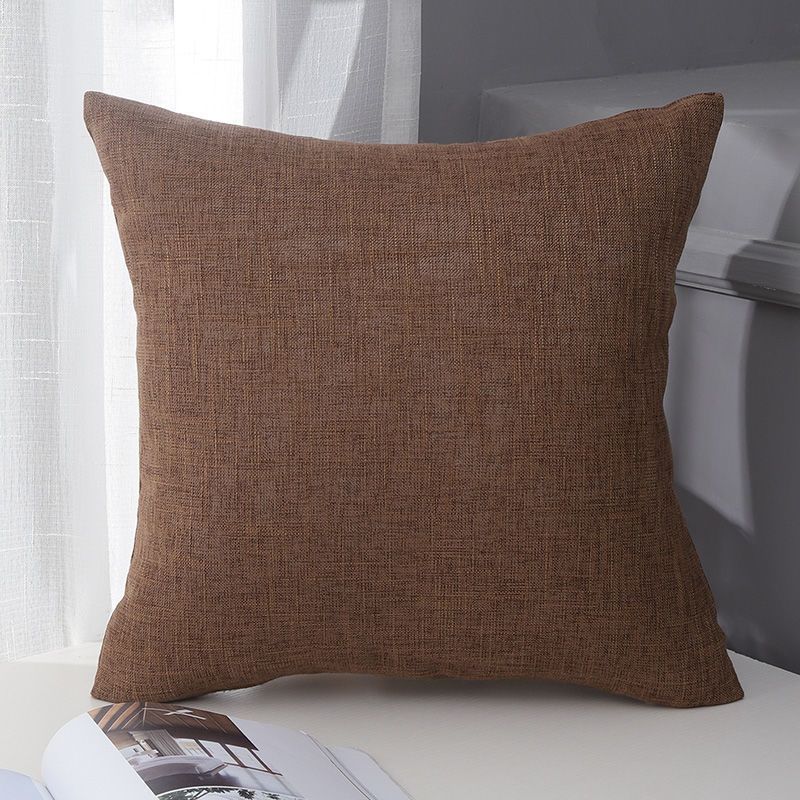 Le Su Cotton Linen Cushion Solid Color with Core 53# Coffee 60X70-Single pillowcase