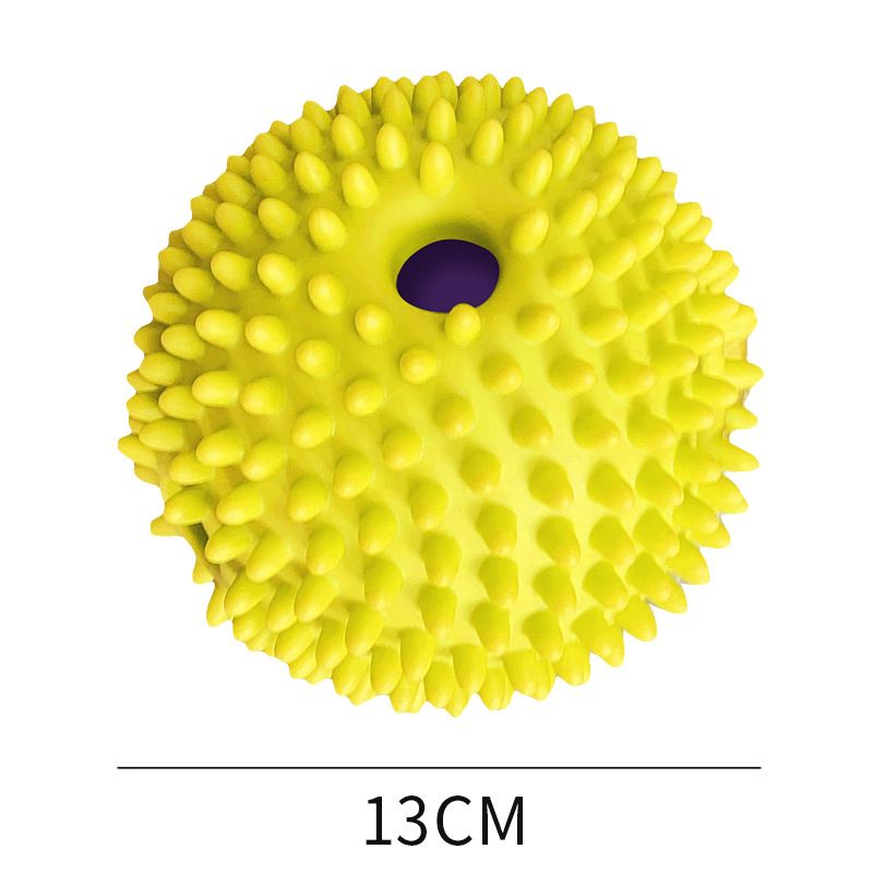 Yinuo Dog Sound Toy Ball PVC Chew Whole body thorn ball yellow 13CM(opp bag)/5.00 kg-10.00 kg dog