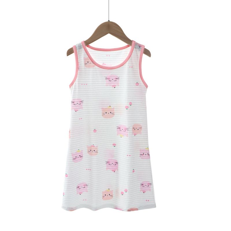 KIDS MAM&DAD Girls Bamboo Cotton Sling Skirt 100% Cotton White Cat 130cm