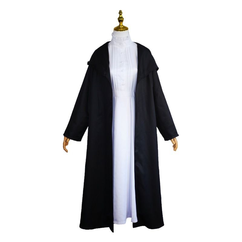 Frieren Cosplay Costume with Wig Polyester Fulilian complete set + wig XL Size: XL; Height (cm): 170-175; Weight (kg): 60-65; Bust (cm): 94-98; Waist (cm): 78-82; Shoulder width (cm): 40; Length (cm): 64