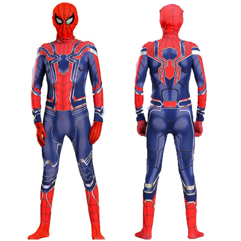 Spiderman Cosplay Costume Milk Silk One Piece Suit Steel Spider + Headgear 170