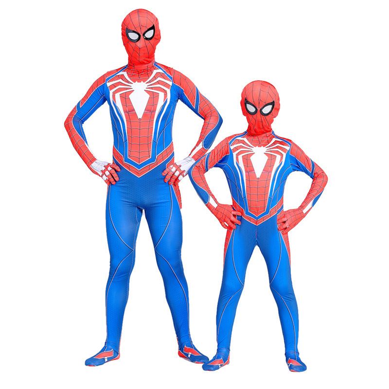 Spiderman Cosplay Costume Milk Silk One Piece Suit ps4 White Spider + Head Cover 170