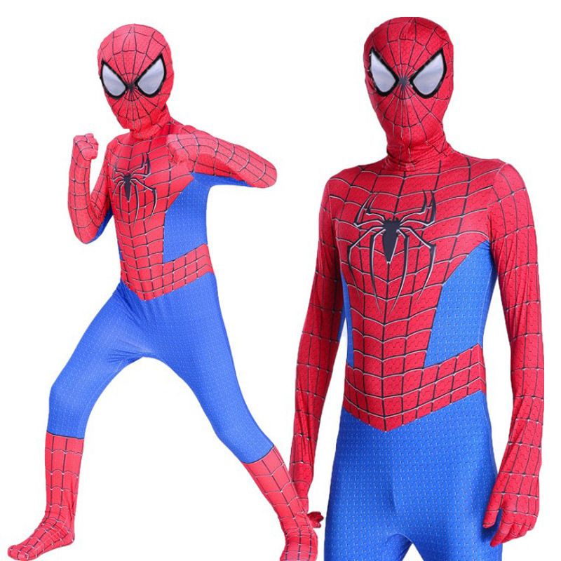 Spiderman Cosplay Costume Milk Silk One Piece Suit Extraordinary Red Red + Headgear 170
