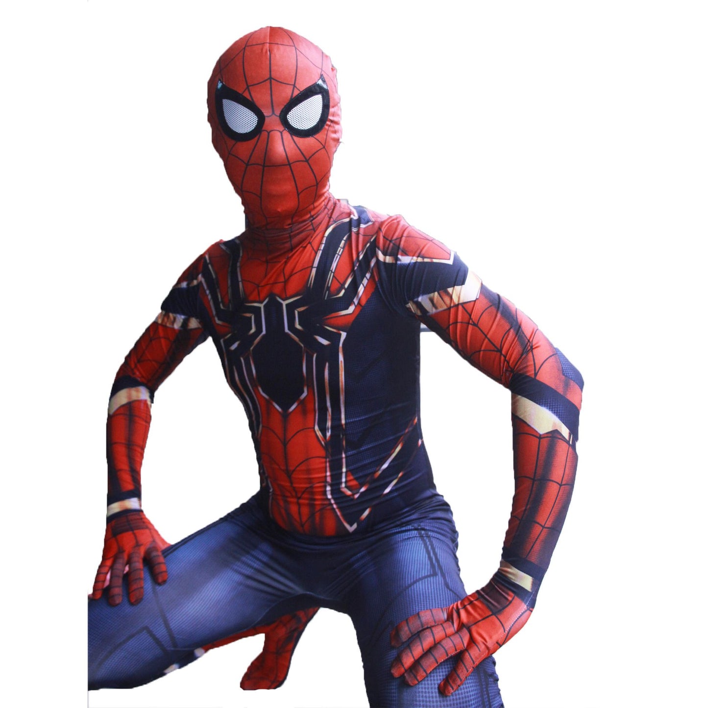 Spiderman Cosplay Costume Milk Silk One Piece Suit New New New Steel Spider + headgear 190