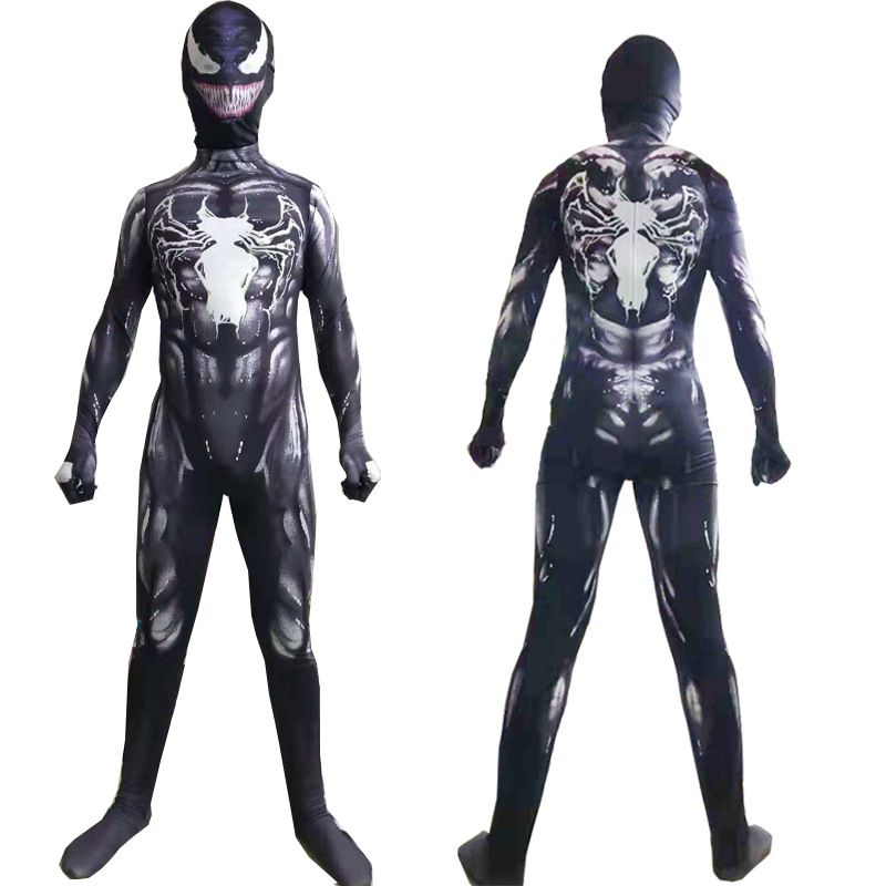 Spiderman Cosplay Costume Milk Silk One Piece Suit Black and White venom 180