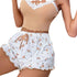 Women Sleepwear Set V Neck Sleeveless Shorts Suit Khaki L