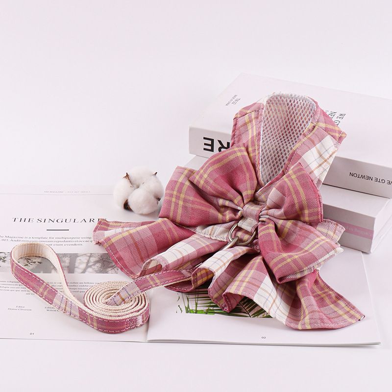Zichen Vest Pet Harness Dog Cat Traction Rope Jk romantic pink + 1.2m traction rope L (recommended 5.00 kg-6.00 kg