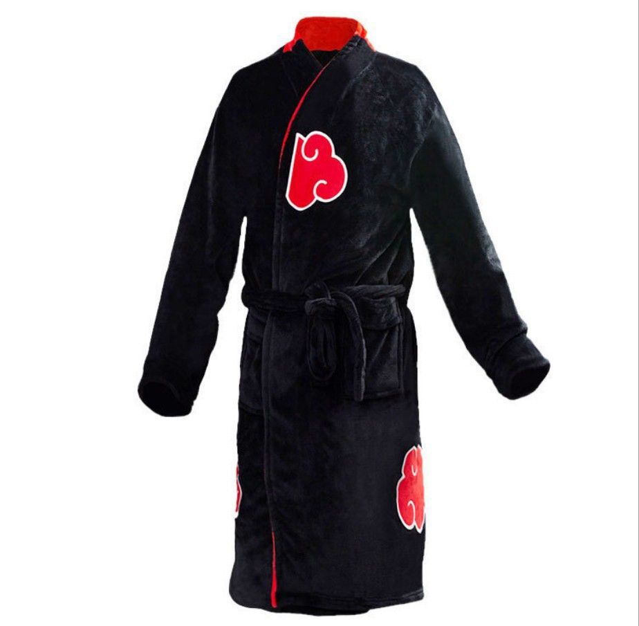 Akatsuki Flannel Bathrobe Naruto Sleepwear Unisex Akatsuki red cloud hokage bathrobe M