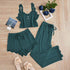 Subtle Lace Women Pajamas Set Sleepwear Forest Green
