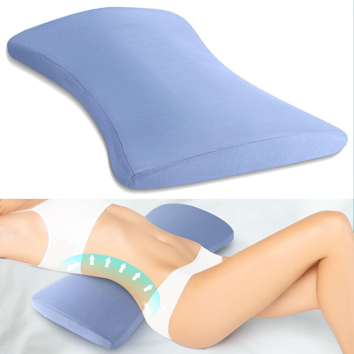 Neck friend Lumbar Pillow Memory Foam Support Light Gray 58*26*5.5cm