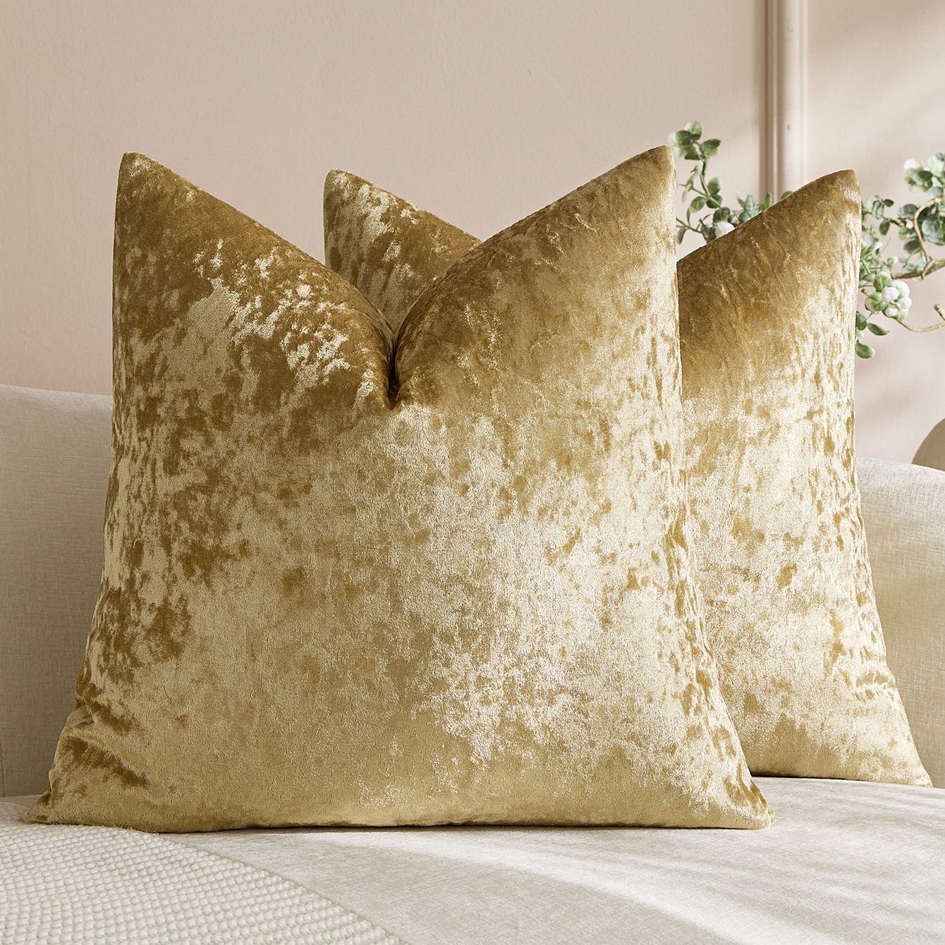 Ice Velvet Pillow Cover Polyester Solid Color 30x50cm Golden 30*50cm without pillow core
