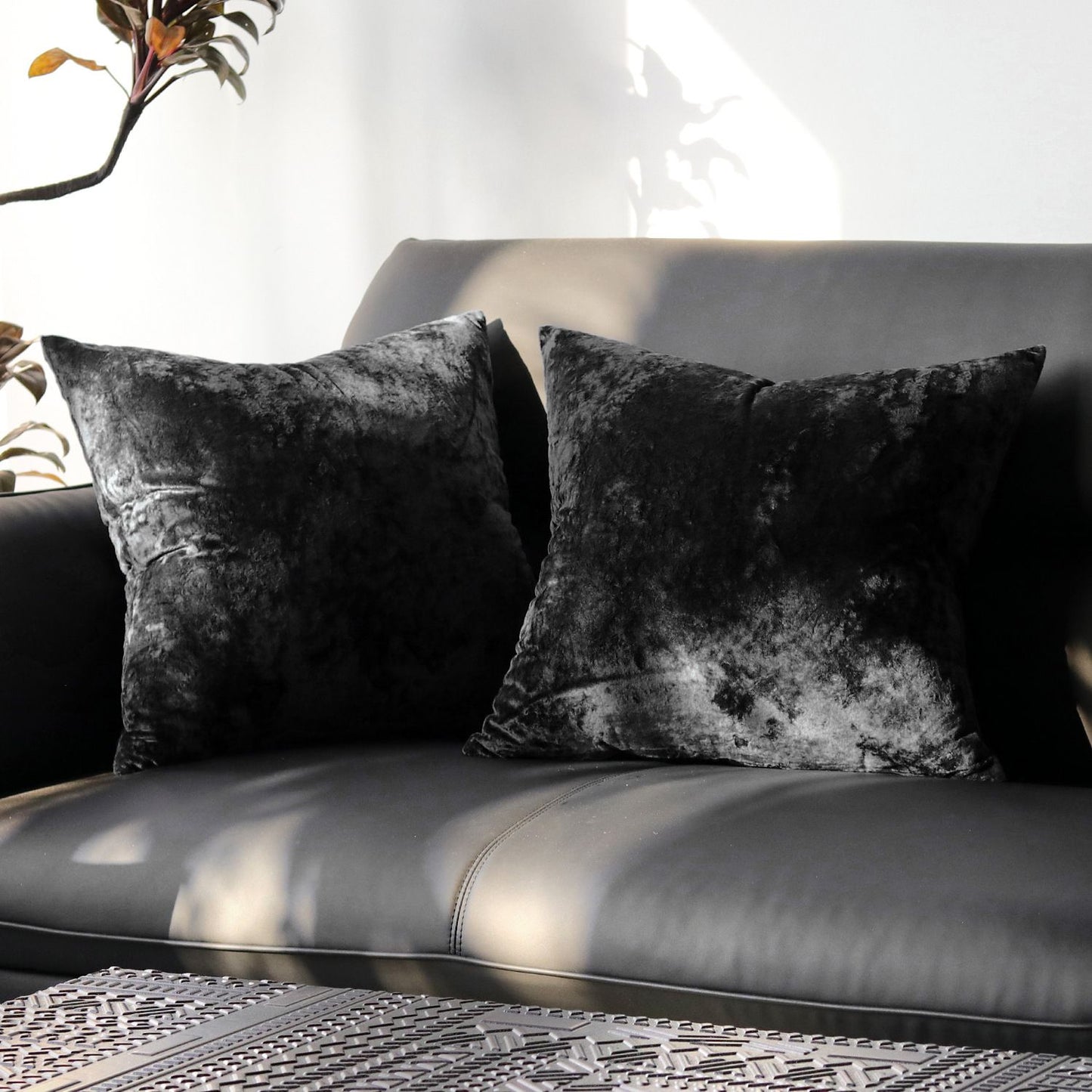 Ice Velvet Pillow Cover Polyester Solid Color 30x50cm Black 50*50cm without pillow core