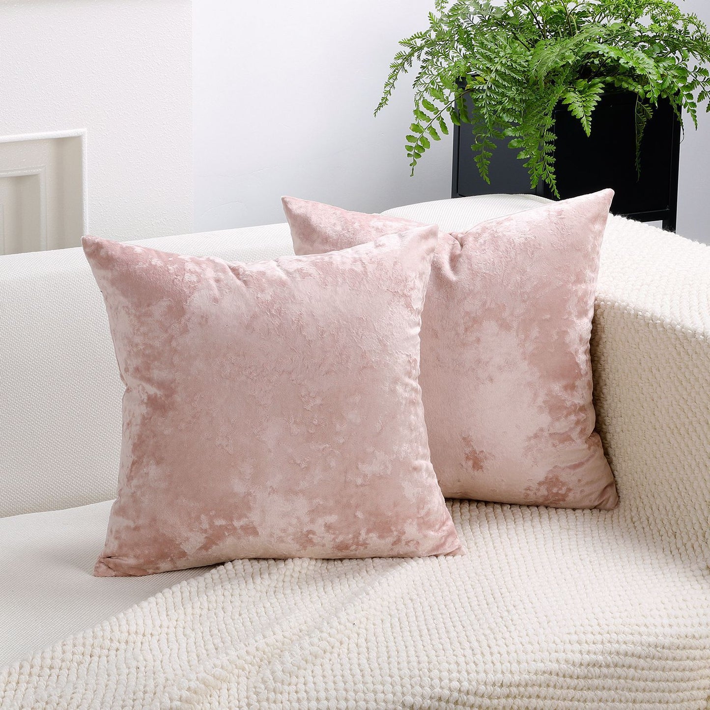 Ice Velvet Pillow Cover Polyester Solid Color 30x50cm Light Pink 50*50cm without pillow core