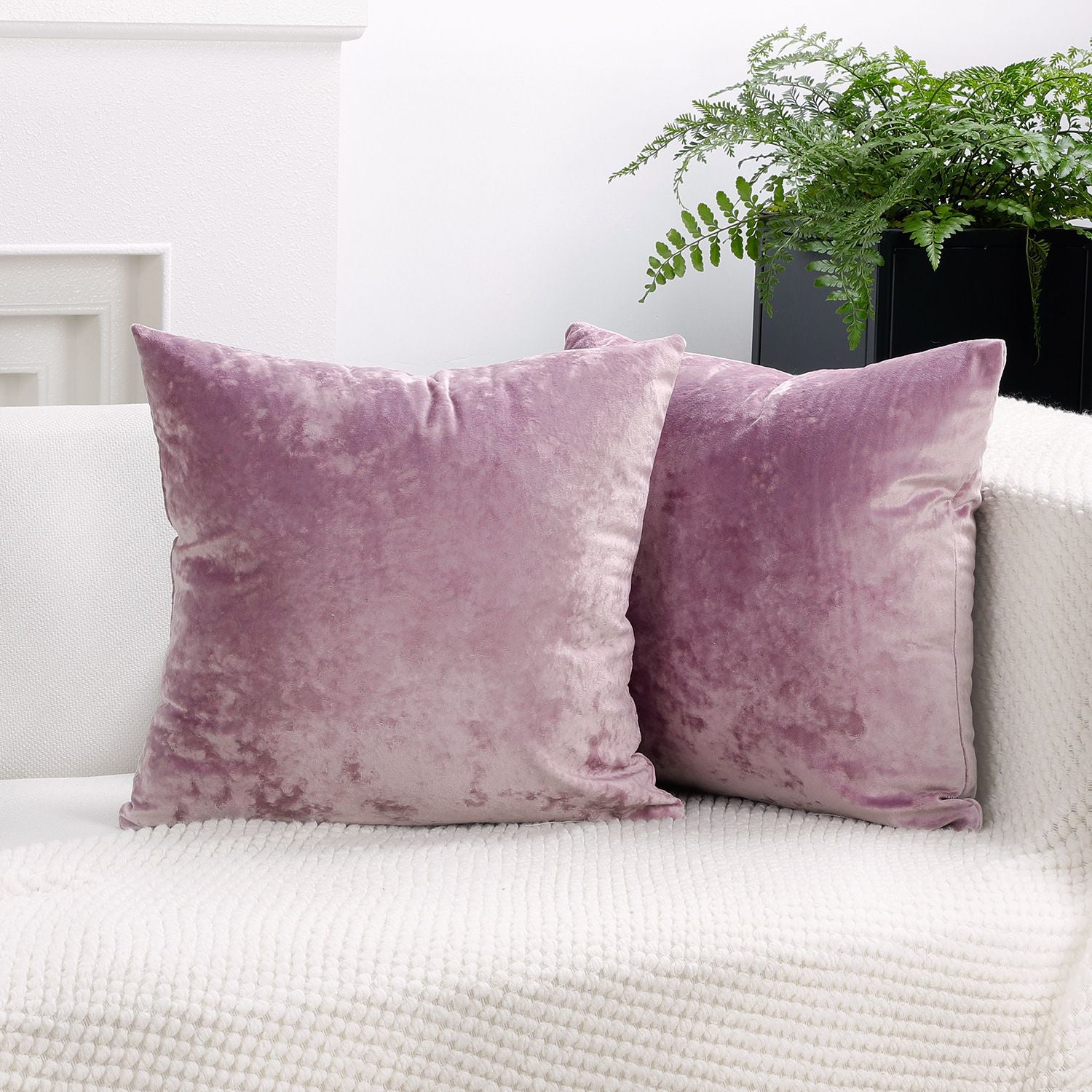 Ice Velvet Pillow Cover Polyester Solid Color 30x50cm Light Purple 50*50cm without pillow core