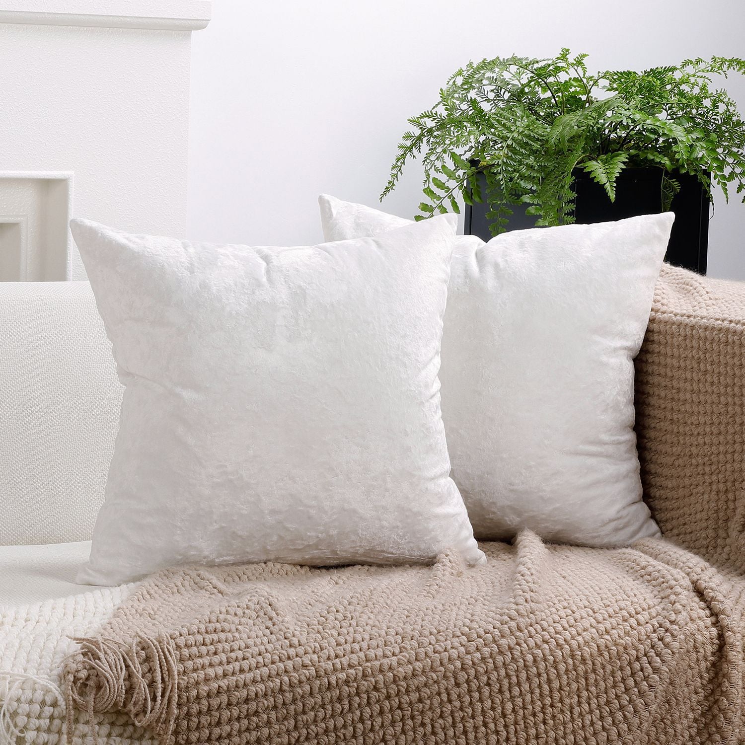 Ice Velvet Pillow Cover Polyester Solid Color 30x50cm White 50*50cm without pillow core