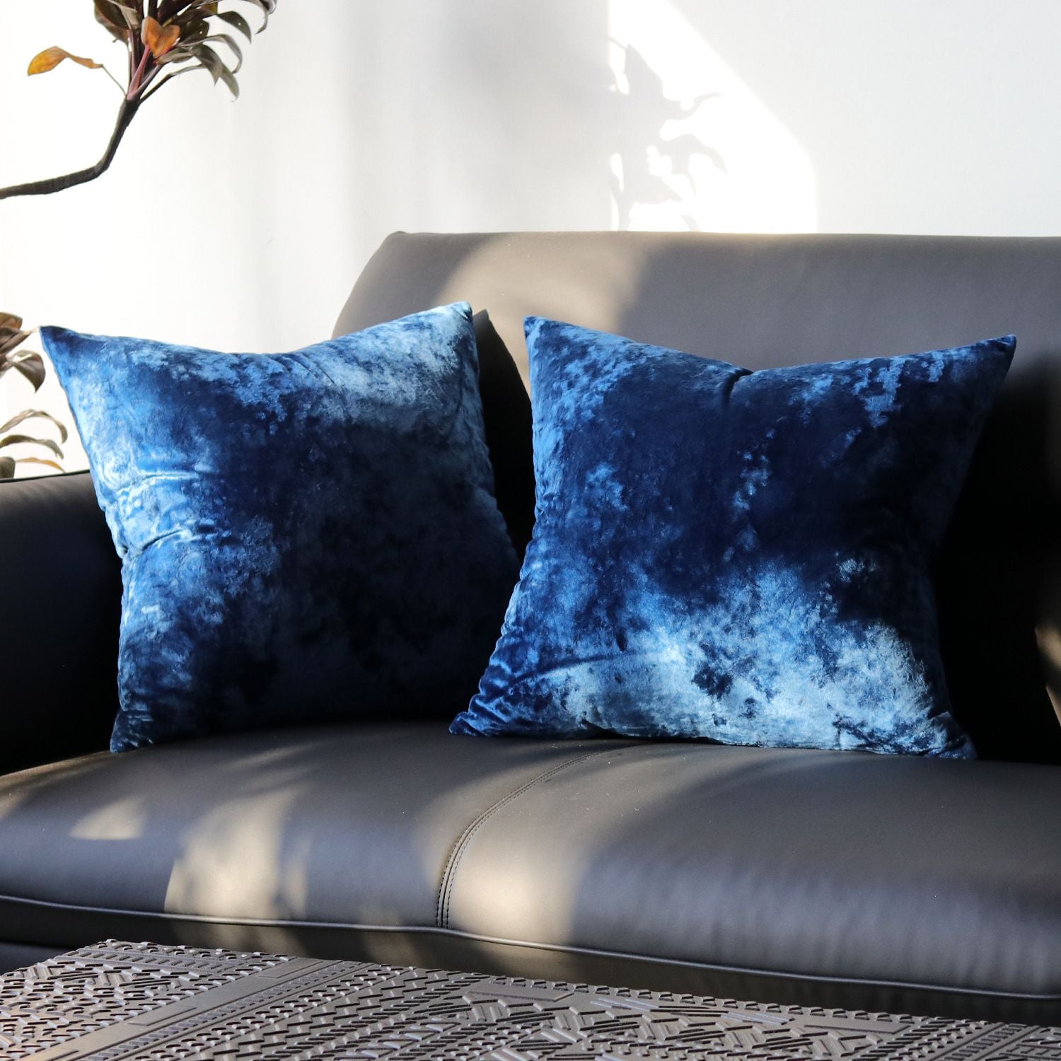 Ice Velvet Pillow Cover Polyester Solid Color 30x50cm Navy Blue 55*55cm without pillow core
