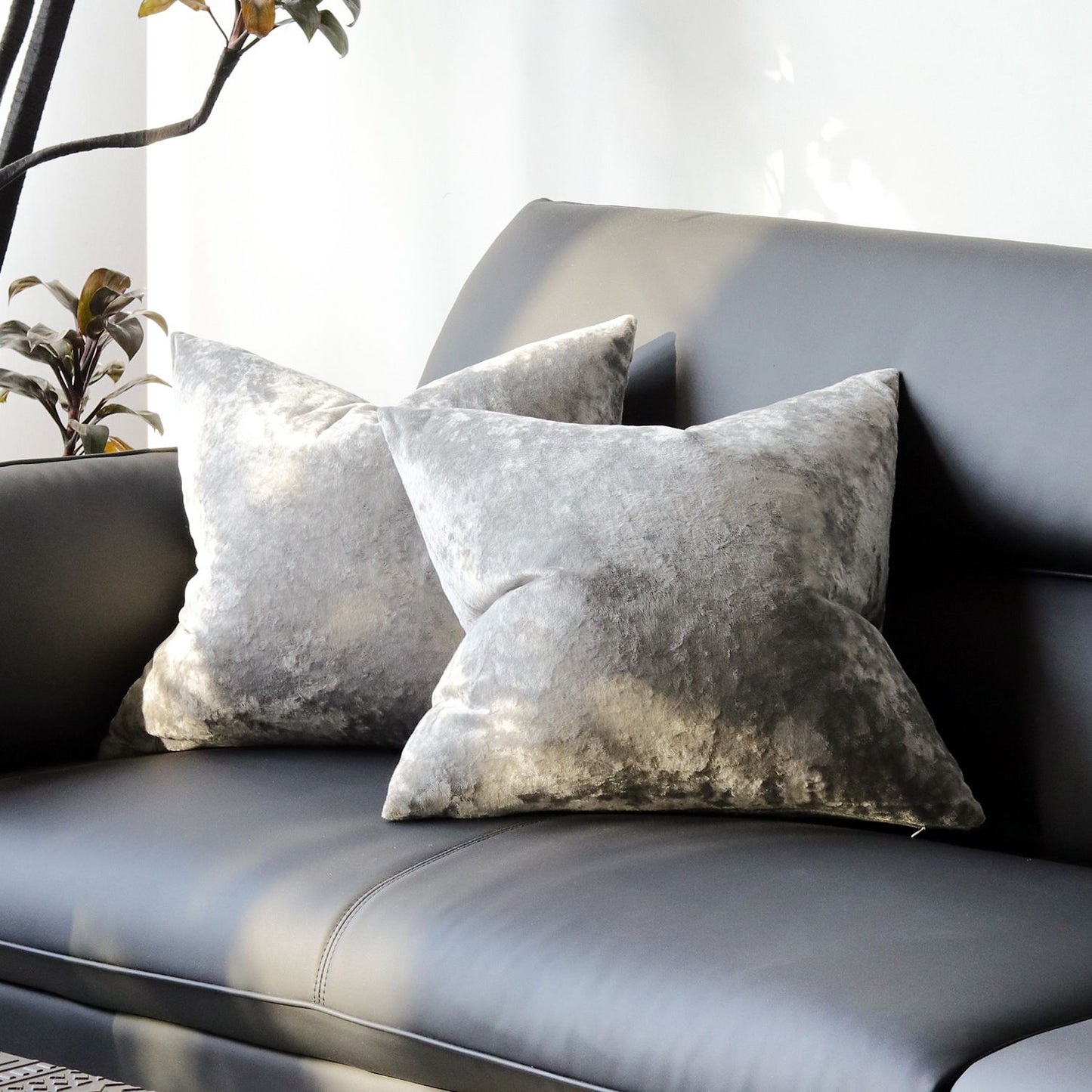 Ice Velvet Pillow Cover Polyester Solid Color 30x50cm Light Gray 55*55cm without pillow core